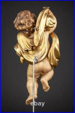 Angel Sculpture Wood Carving Statue Wooden Archangel Vintage Figure 11