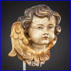 Angel Sculpture Wood Carving Statue Wooden Archangel Vintage Figure 16.3