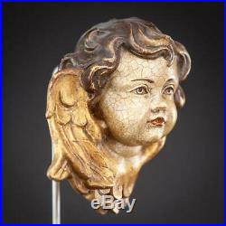 Angel Sculpture Wood Carving Statue Wooden Archangel Vintage Figure 16.3