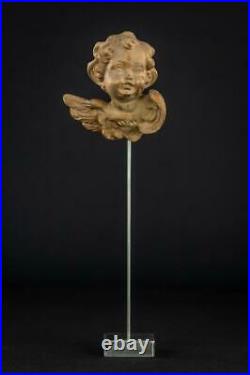 Angel Sculpture Wood Carving Statue Wooden Vintage Archangel Figure