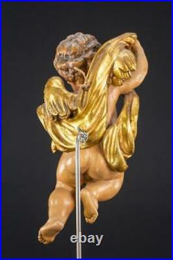 Angel Sculpture Wood Carving Sttue Wooden Archangel Figure Vintage 10'