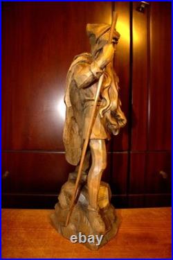 Antique 16 Hand Carved Wood Mountain Mining Spirit Rubezahl Statue Sculpture