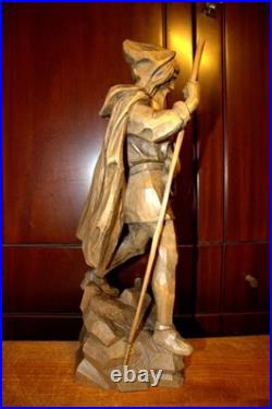 Antique 16 Hand Carved Wood Mountain Mining Spirit Rubezahl Statue Sculpture