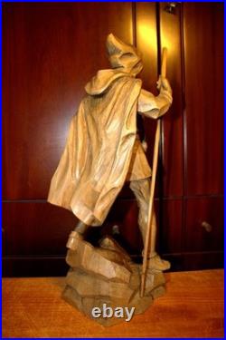 Antique 16 Hand Carved Wood Mountain Mining Spirit Rubezahl Statue Sculpture