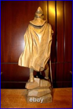 Antique 16 Hand Carved Wood Mountain Mining Spirit Rubezahl Statue Sculpture