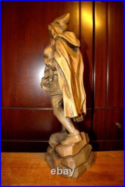 Antique 16 Hand Carved Wood Mountain Mining Spirit Rubezahl Statue Sculpture