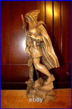 Antique 16 Hand Carved Wood Mountain Mining Spirit Rubezahl Statue Sculpture