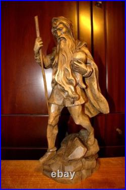 Antique 16 Hand Carved Wood Mountain Mining Spirit Rubezahl Statue Sculpture