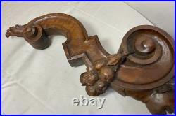 Antique 1800's hand carved figural wood architectural salvage devil sculpture
