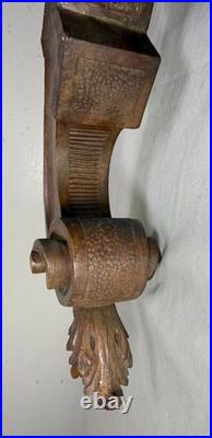 Antique 1800's hand carved figural wood architectural salvage devil sculpture