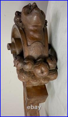 Antique 1800's hand carved figural wood architectural salvage devil sculpture