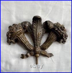 Antique 18th or 19th Century Gilt Wood Carving Prince Of Wales Feather & Florals