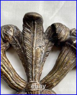 Antique 18th or 19th Century Gilt Wood Carving Prince Of Wales Feather & Florals