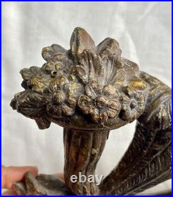 Antique 18th or 19th Century Gilt Wood Carving Prince Of Wales Feather & Florals