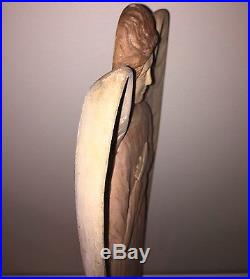 Antique 21 American FOLK ART Hand Carved Wood Angel Sculpture Vintage Christmas