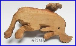 Antique 4.5in Signed J TJ St Bernard Dog Pup Black Forest Wood Carving German 44