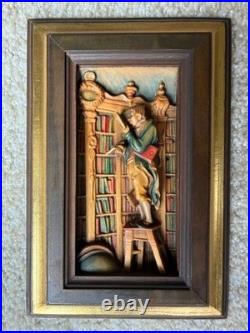 Antique ANRI Italian Wood Carving By CARL SPITZWEG, The Bookworm