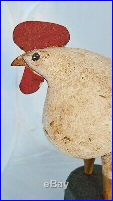 Antique Americana Vintage Art Hand Painted and Carved Wood Folk Art Chicken