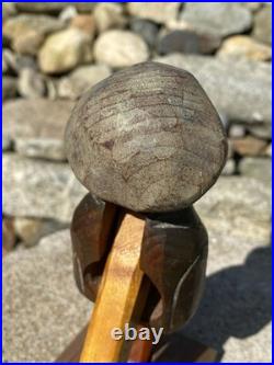 Antique Anri Italy Mechanical Hand Carved Painted Wood Nutcracker Man in Cap EX+
