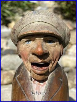 Antique Anri Italy Mechanical Hand Carved Painted Wood Nutcracker Man in Cap EX+ Antique Anri Italy Mechanical Hand Carved Painted Wood Nutcracker Man in Cap EX+