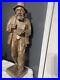 Antique Black Forest Hand Carved Wood Sculpture Man with Hat & Book 32 Tall