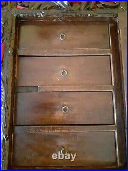 Antique Black Forest Wood Carved Cabinet, Box