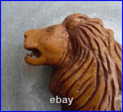 Antique Carved Wood Figure Carousel Lion Sculpture Hand Carved Aafa Sculpture