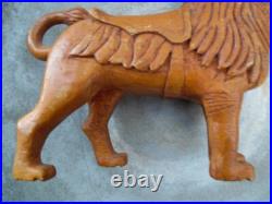 Antique Carved Wood Figure Carousel Lion Sculpture Hand Carved Aafa Sculpture