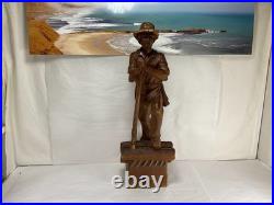 Antique Carved Wood Lumberjack Figure Folk Art Statue 20 in Rare