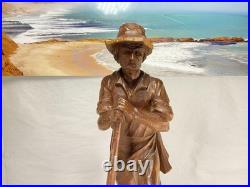 Antique Carved Wood Lumberjack Figure Folk Art Statue 20 in Rare