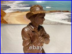 Antique Carved Wood Lumberjack Figure Folk Art Statue 20 in Rare