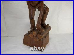Antique Carved Wood Lumberjack Figure Folk Art Statue 20 in Rare
