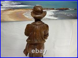 Antique Carved Wood Lumberjack Figure Folk Art Statue 20 in Rare
