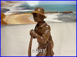 Antique Carved Wood Lumberjack Figure Folk Art Statue 20 in Rare