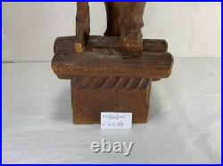 Antique Carved Wood Lumberjack Figure Folk Art Statue 20 in Rare
