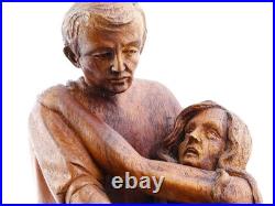 Antique Carved Wood Memento Mori Death & Lovers Skeleton Sculpture 16