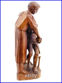 Antique Carved Wood Memento Mori Death & Lovers Skeleton Sculpture 16