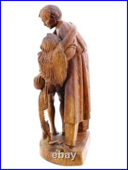 Antique Carved Wood Memento Mori Death & Lovers Skeleton Sculpture 16