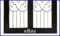 Antique Distressed Vintage Scrolling Wood Iron Arched Gate Door Wall Panel Decor