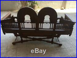 Antique Egyptian, Carving Wood Sofa, Hand Work Arabesque, Curving Wood