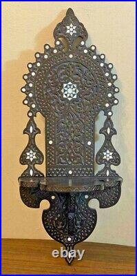 Antique Egyptian Wood Wall Shelf, Handwork Carving wood, Inlaid Mother of Pearl