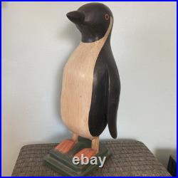 Antique Folk Art Hand Carved And Painted Penguin 20 Tall