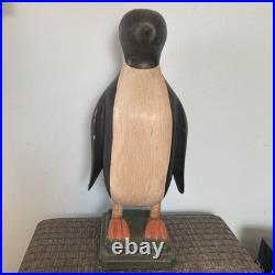 Antique Folk Art Hand Carved And Painted Penguin 20 Tall