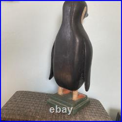 Antique Folk Art Hand Carved And Painted Penguin 20 Tall