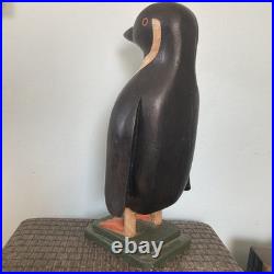 Antique Folk Art Hand Carved And Painted Penguin 20 Tall