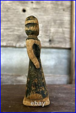 Antique Folk Art Toy Doll Wood Carved Figure Carving Circa 1835