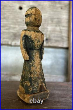 Antique Folk Art Toy Doll Wood Carved Figure Carving Circa 1835