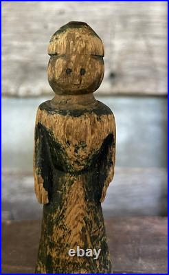 Antique Folk Art Toy Doll Wood Carved Figure Carving Circa 1835