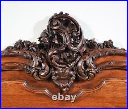 Antique French Louis XV Highly Carved Rococo Bed Walnut with Deep Carving