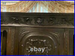 Antique French Revival Hand Carved Cabinet With Sculptures